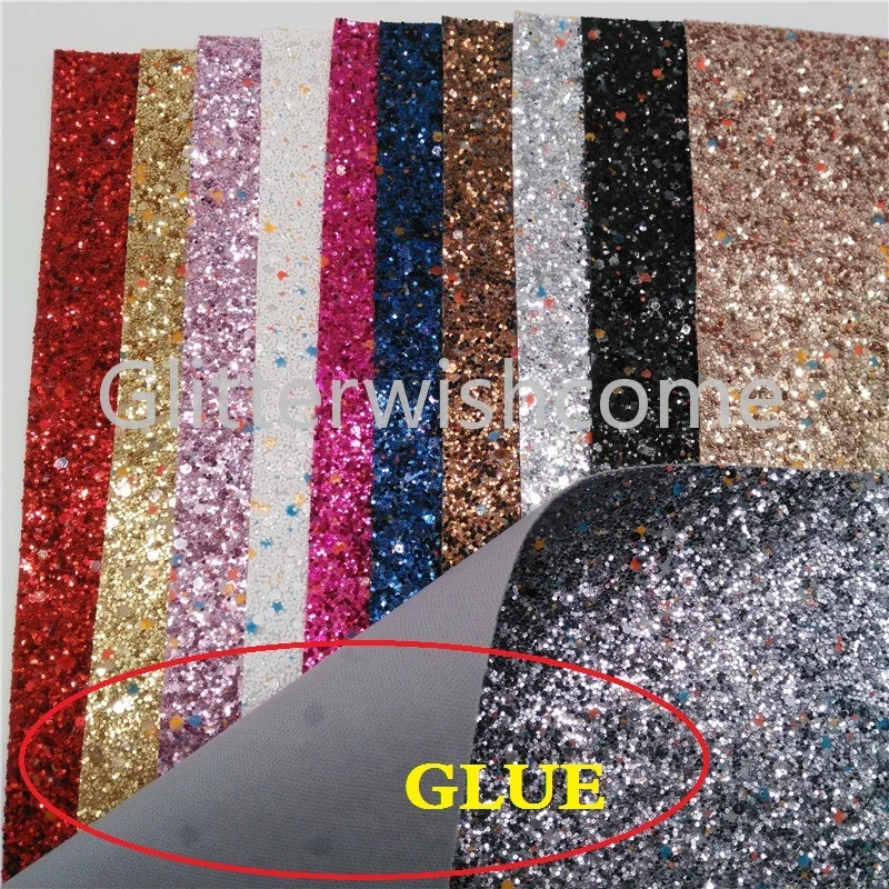 Glitterwishcome 21X29 см A4 Размер светится в темноте блестящая ткань, массивные блестящие кожаные листы, блестящий винил для луков, GM564A