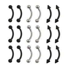 Набор для пирсинга бровей, 6 шт., титановая хирургическая сталь, кольца для языка бровей, изогнутая штанга, шар, конус, пирсинг для тела, ювелирные изделия