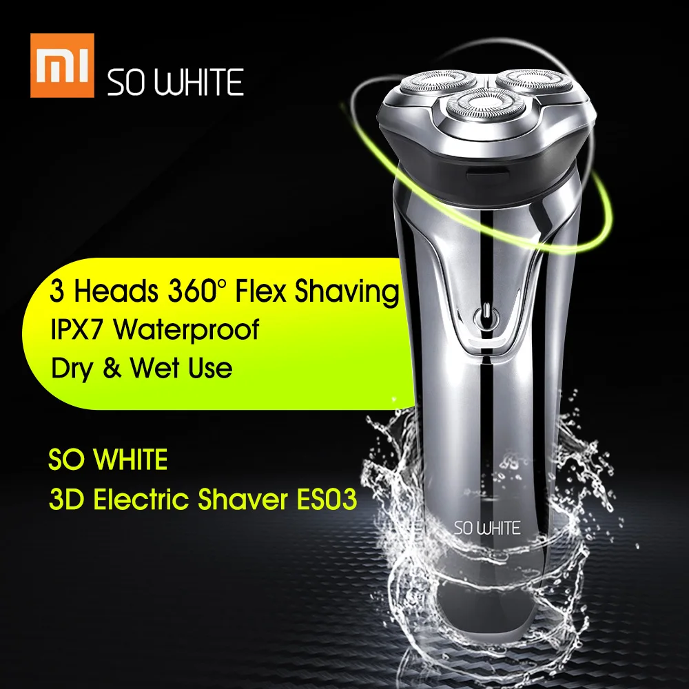 

Original Xiaomi SO WHITE ES03 Electric Shave Razor 3 Head Flex Dry Wet Shaving Washable Mode Comfy Clean USB Fast Charge Power