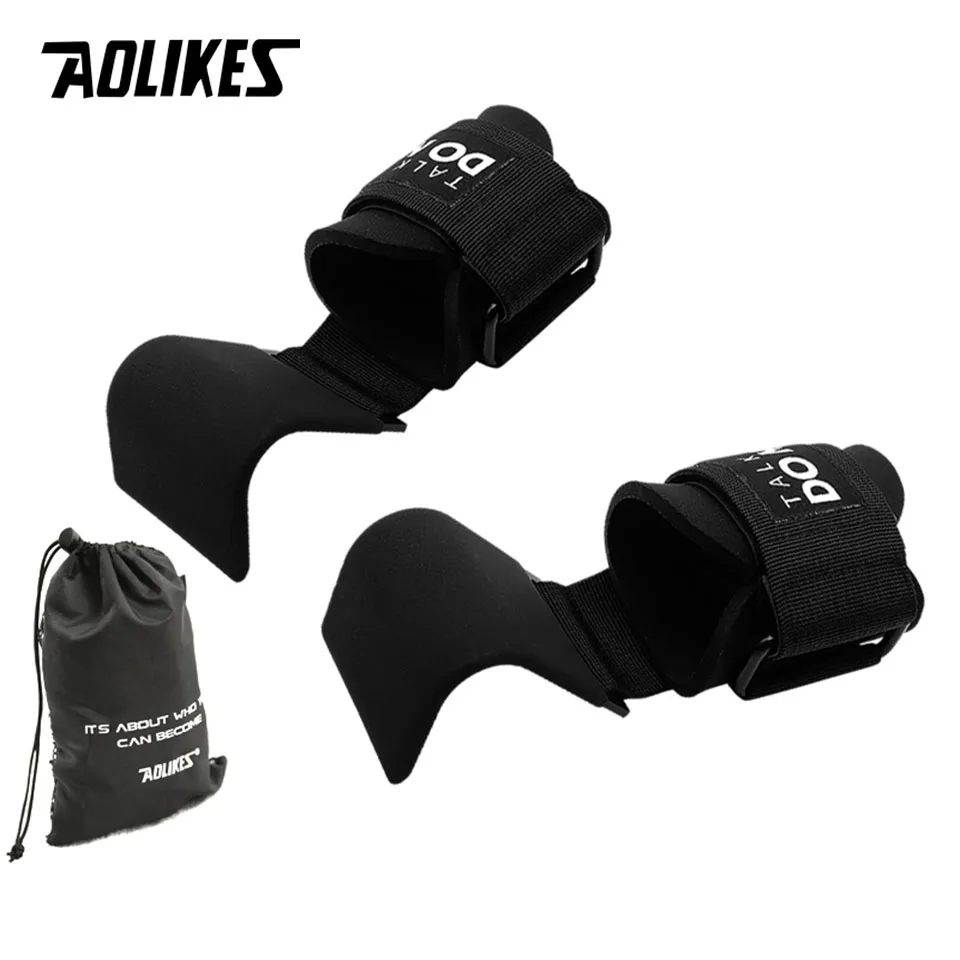 AOLIKES Weight Lifting-Hook Hand-Bar Wrist Straps Glove Weightlifting Strength Training Gym Fitness