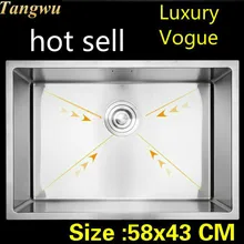 Квартира кухня ручная раковина одинарная мойка сделать Блюда Высокого Качества 304 нержавеющая сталь Горячая 58x43 см