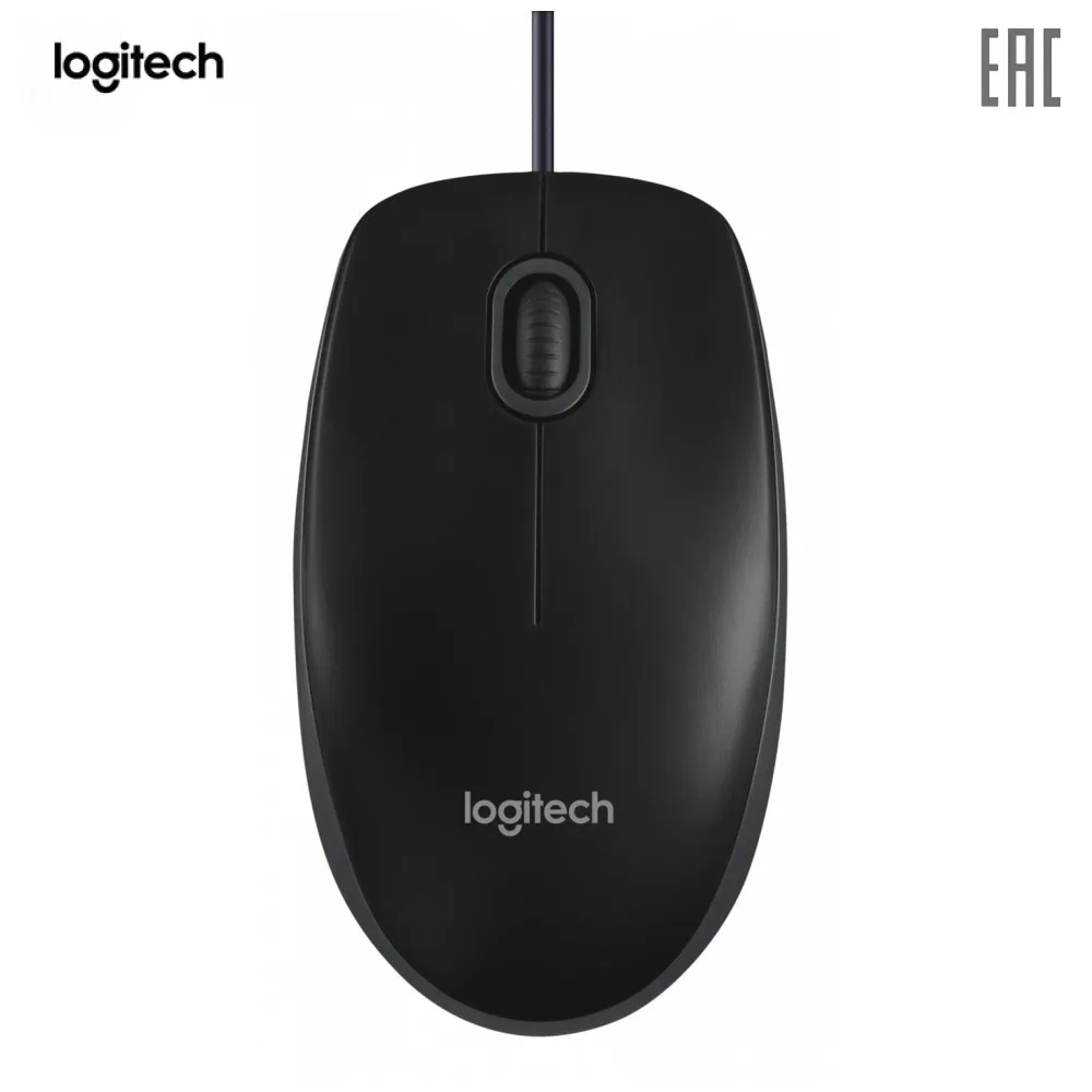 Мышь Logitech B100 Black(черная, оптическая 800dpi, USB, 1.8м