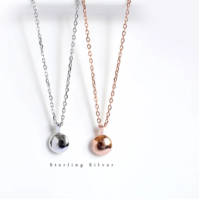 

Elegant Simple-Style S925 Fine Silver Lucky Beans Necklace South Korea CHIC Students Women's Silver Peas Pendant Choker