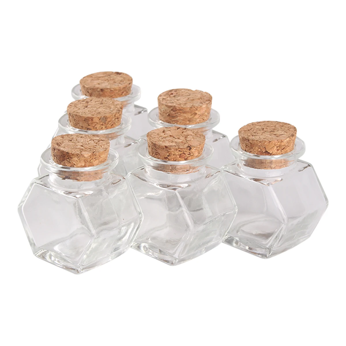 

12 pieces 40ml Transparent Hexagon Glass Bottles with Cork Stopper for Wedding DIY Crafts Gift Spice Jars Storage Bottles