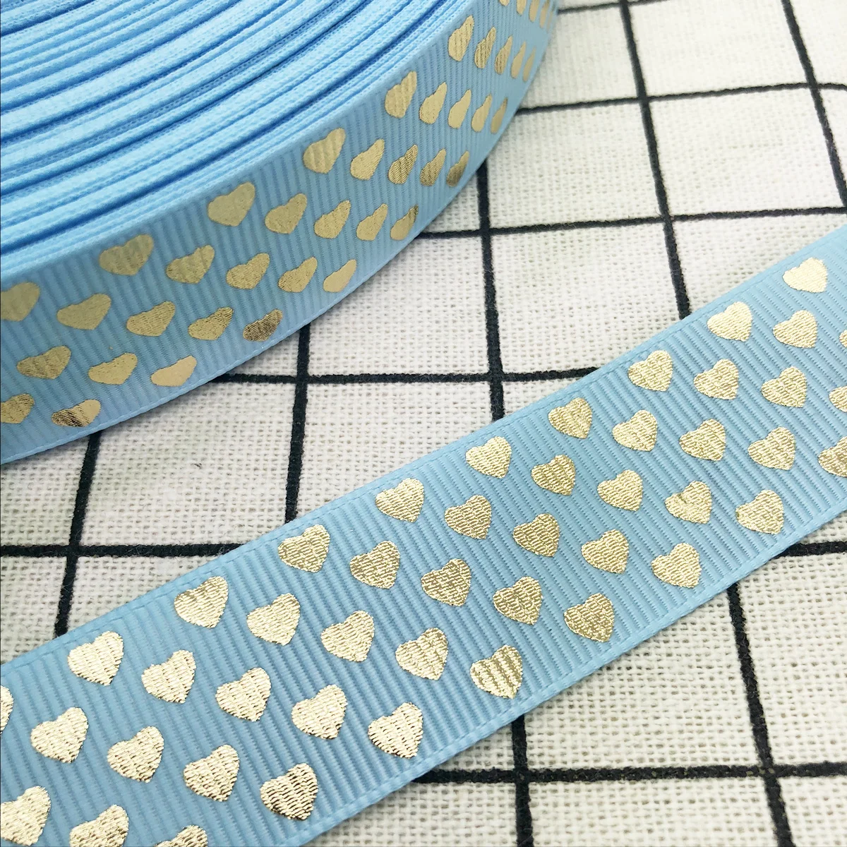 NEW DIY 5 Yards 25mm Gilding Heart-shaped Grosgrain Ribbon Hair Bow Party Sewing