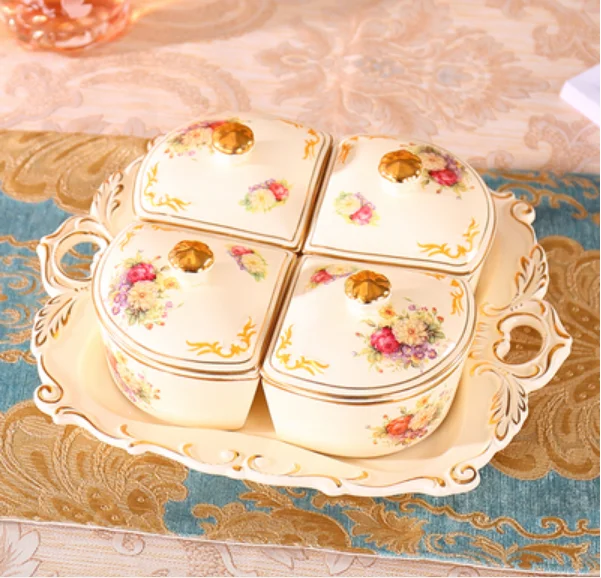 Furong Sifu platter Фарфор Европейский дворец Фруктовая тарелка фрукты тарелка стеллаж фрукты сухофрукты коробка здоровая гостиная фрукты семья вечерние Рождество mu - Цвет: Furong Sifu platter