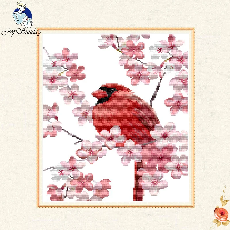 Joy Sunday красный живот птица вышивка крестиком 14CT 11CT Печать на холсте рукоделие DMC Набор для вышивки крестиком комплекты ниток
