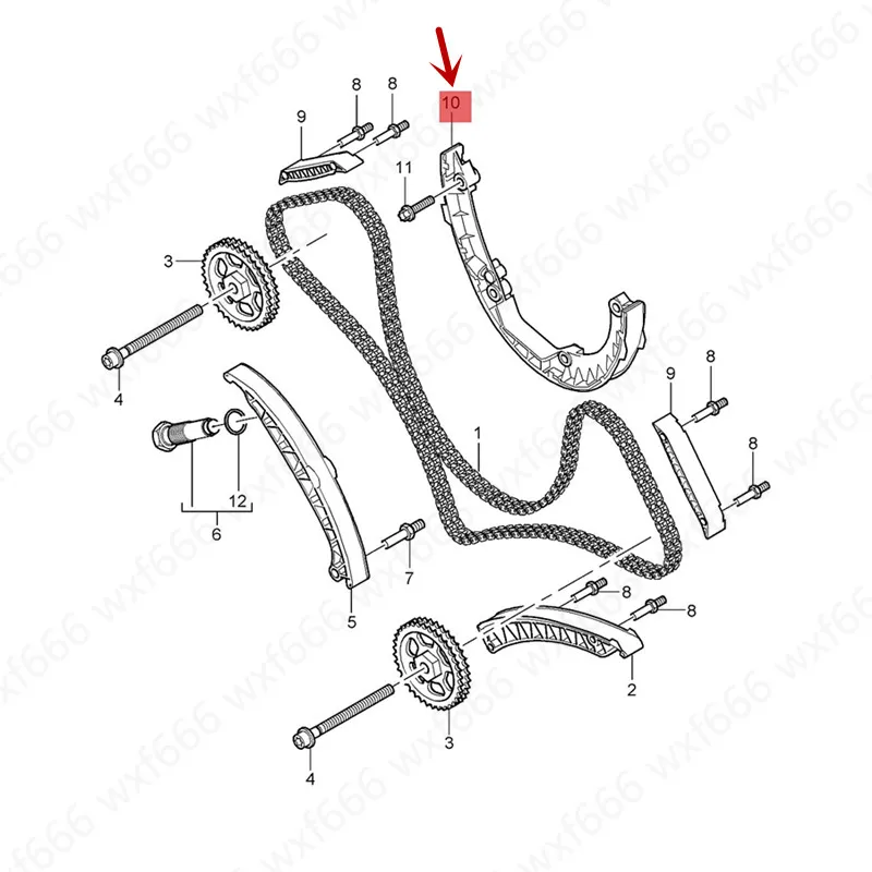 Car Engine tensioner 4.5por sch eca yen neV8 Timing chain top timing rail Time gauge with fixed bracket chain plate