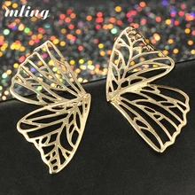 Модный полый Сережка-гвоздик в форме бабочки для женщин, металлическая подвеска с большим крылом, серьги, массивные ювелирные изделия Oorbellen