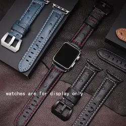 PEIYI Смарт наручные часы, аксессуары для наручных часов Apple iwatch1/2/3/4 кожаный браслет ремешок цвета: черная, синяя, коричневая Браслет замена
