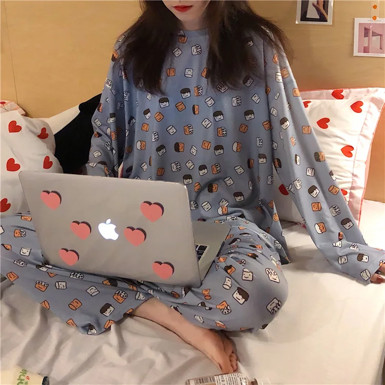 Pijama Feminino Inverno для женщин, пижама с длинным рукавом, женская мода, свободная, увеличивающая рост, с рисунком крокодила, повседневная домашняя одежда
