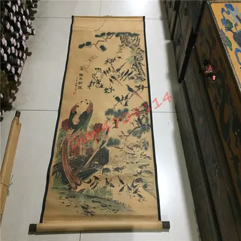 

Antique Collection, Chinese Painting Celebrity Calligraphy, Landscape Figure Painting, Hundred Bird Towering Phoenix Painting,