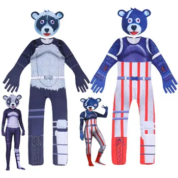 

2020New children's team leader piece clothes cosplay Halloween night blue panda play modeling clothes tight clothes