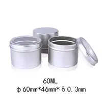 60ml Round Metal Aluminum Tin Containers Jars Cans With Window Screw Top Cans Cosmetic Sample Containers Candle Travel Tins Jars 1