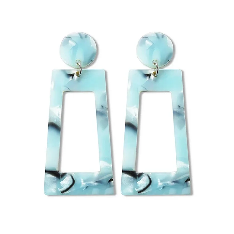

Hot Sell Rectangle Colorful Drop Dangle Earrings For Women Geometry Square Design Elegant Earrings For Birthday Wedding Gift