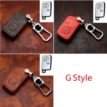 

Genuine Leather Car Key Case Cover For Toyota Land Cruiser Prado 150 Camry Prius Crown For Subaru Foreste XV Car Keychain