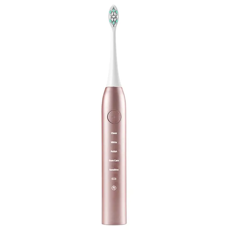 SmartSonic+ Adult electric toothbrush USB induction rechargeable electric toothbrush Sonic electric toothbrush IPX7 waterproof e - Цвет: rose gold