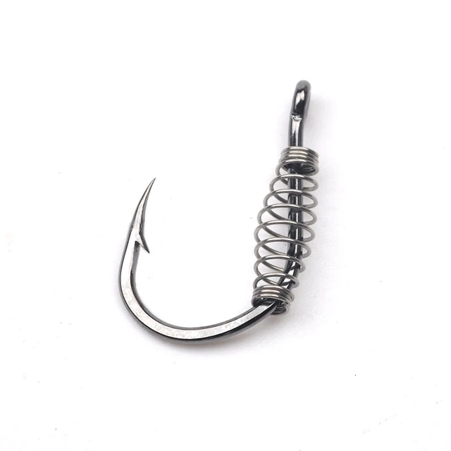 Rompin 10pcs/lot Fishing Spring Hook Barbed Swivel Circle Carp Hook Size  2-15# Jig Fly