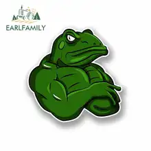 EARLFAMILY 13cm x 13cm for Cartoon Moody Muscle Frog Funny Car Stickers Waterproof Anime Bumper Trunk Truck Graphics Accessories