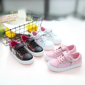 

New Big Girls Shoes Princess PU Leather Children Casual Sneakers Flatform Shoes Sequin White Pink sport shoes