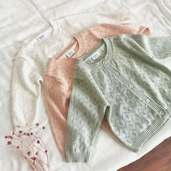 

Spring Summer Baby Girl Hollow Out Knitted Cardigans Coat Toddler Newborn Long Sleeves Jackets Children Knitted Tops Sweater