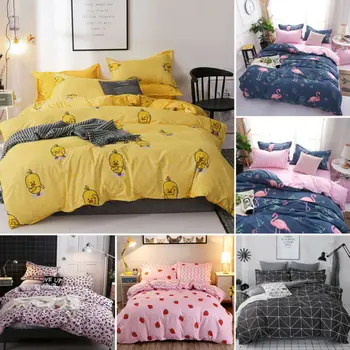 

Modern Style 4pcs Flamingo Duvet Quilt Cover Single Double Queen King Size Bed Pillowcases Bedding Set Single Double King Super