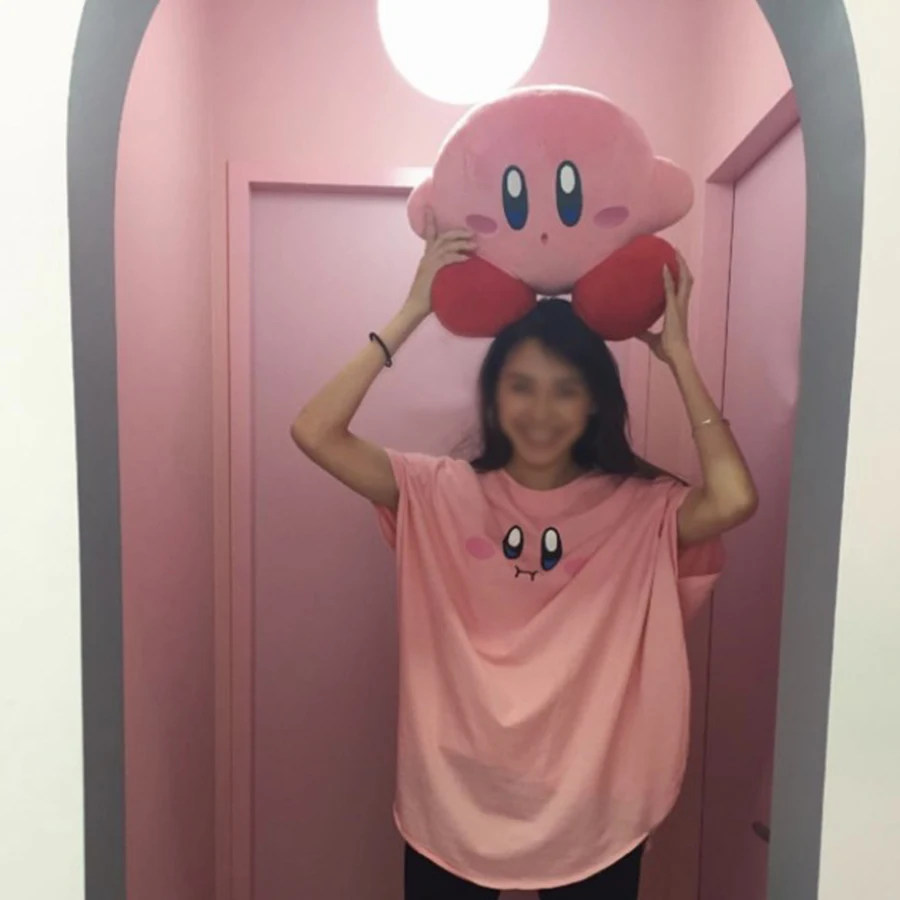 Kirby Tshirt cosplay costume Super Star Kirby x YUMMY Batwing Loose Top