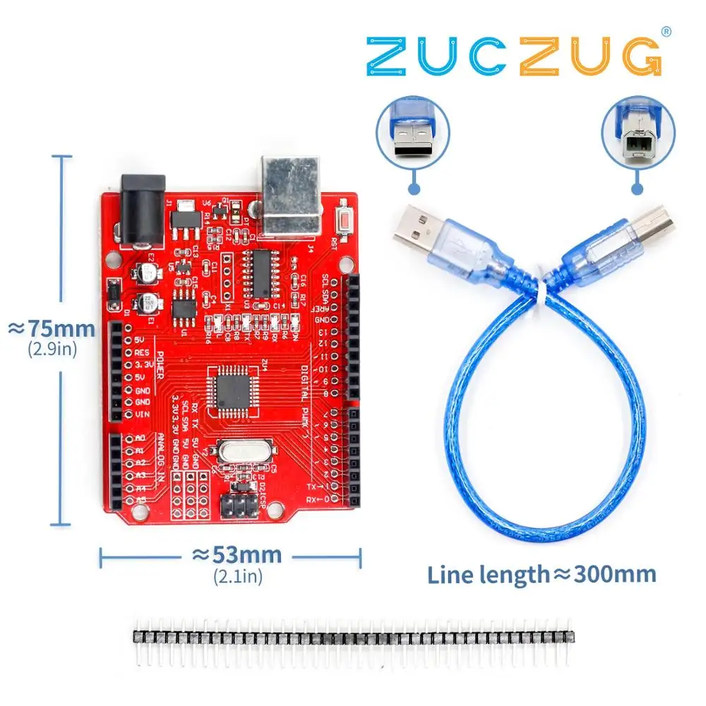 

high quality One set UNO R3 (CH340G) MEGA328P for Arduino UNO R3 + USB CABLE ATMEGA328P-AU Development board