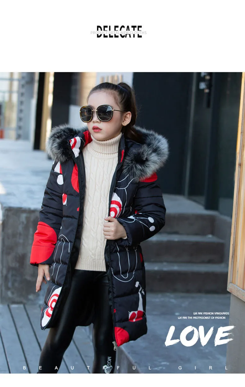 Kids Winter Jacket For Girls 2019 Fashion Brand Girl Down Jacket Warm Child Down Parkas Coat 4 5 6 7 8 9 10 11 12 13 14 Years