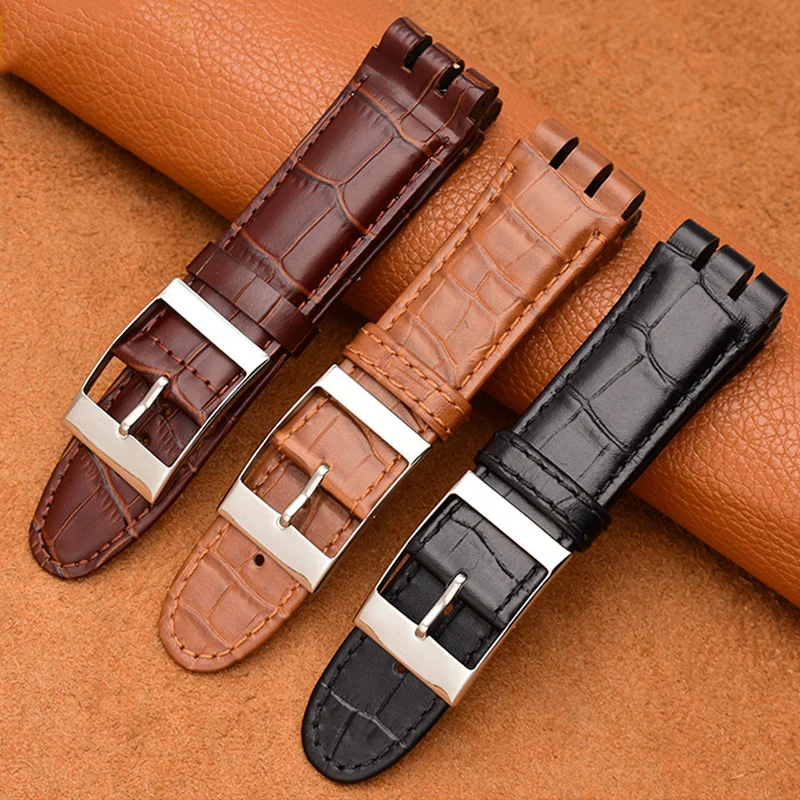 Genuine Calf Leather Watch Strap with Steel Clasp - 23MM Men's Bracelet