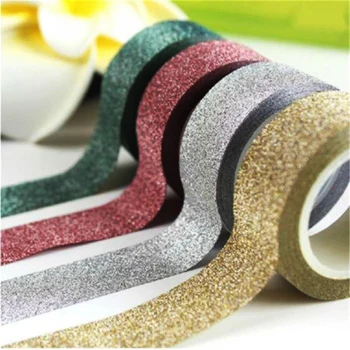 

8 Colors Self-Adhesive Glitter Washi Tape DIY Scrapbooking Paper Stickers For Wedding Birthday Festival Party Decoration