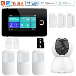 Système d'alarme de sécurité domestique intelligent, application Tuya, caméra intérieure, suivi Mobile, capteur de porte, détecteur infrarouge, Kit de Protection antivol 