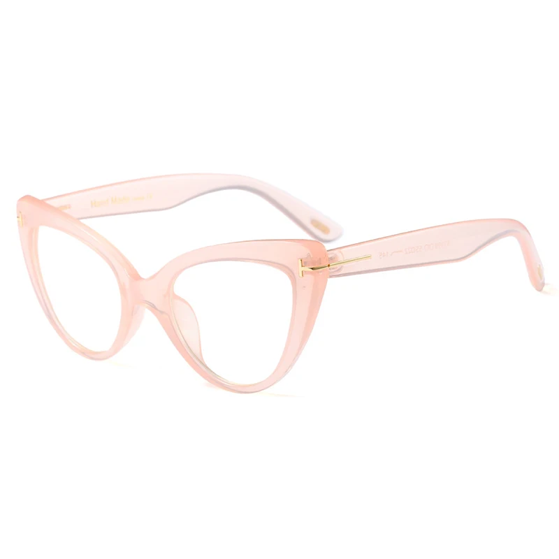 KEHU, негабаритные, кошачий глаз, очки, женские, Роскошные, брендовые, дизайнерские, Т-образная, легкая оправа для очков, для девушек, неоптические очки, оправа XH149 - Цвет оправы: Pink
