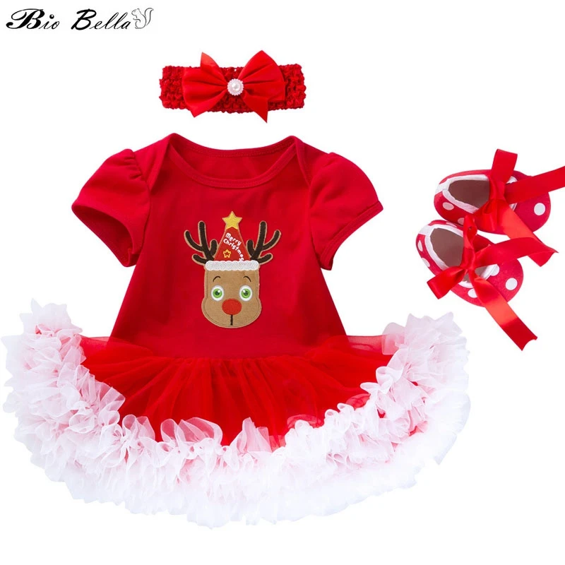 Girls Baby Christmas Santa Claus Outfit Romper Tutu Dress Headband Party Costume
