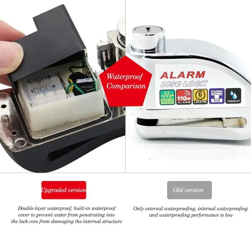 Мотоциклетная сигнализация замок удобный Keyless закаленный лечение защита от кражи скутер велосипед дисковый тормоз замок и сумка