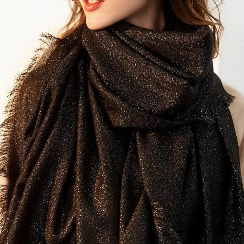 

100 Wool Scarf Women High Quality Pure Wool Scarfs Black Gray Shawls Winter Warm Lady Gift Free Shipping