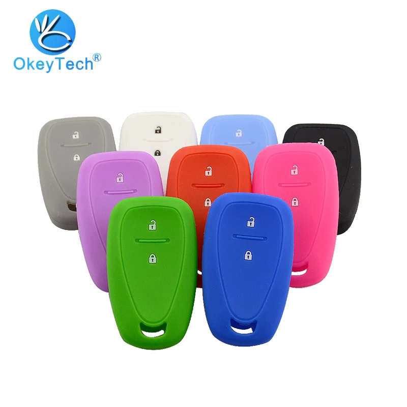 

OkeyTech for Chevrolet Cruze Spark Silicone Car Key Case 2 Button Smart Silicon Mold Remote Key Cover Holder Fob Accessories