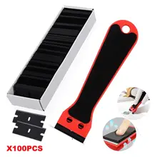 

FOSHIO Carbon Fiber Car Wrap Sticker Remover Razor Scraper Cleaning Tool+100pcs Blade Window Glass Kitchen Oven Clean Squeegee