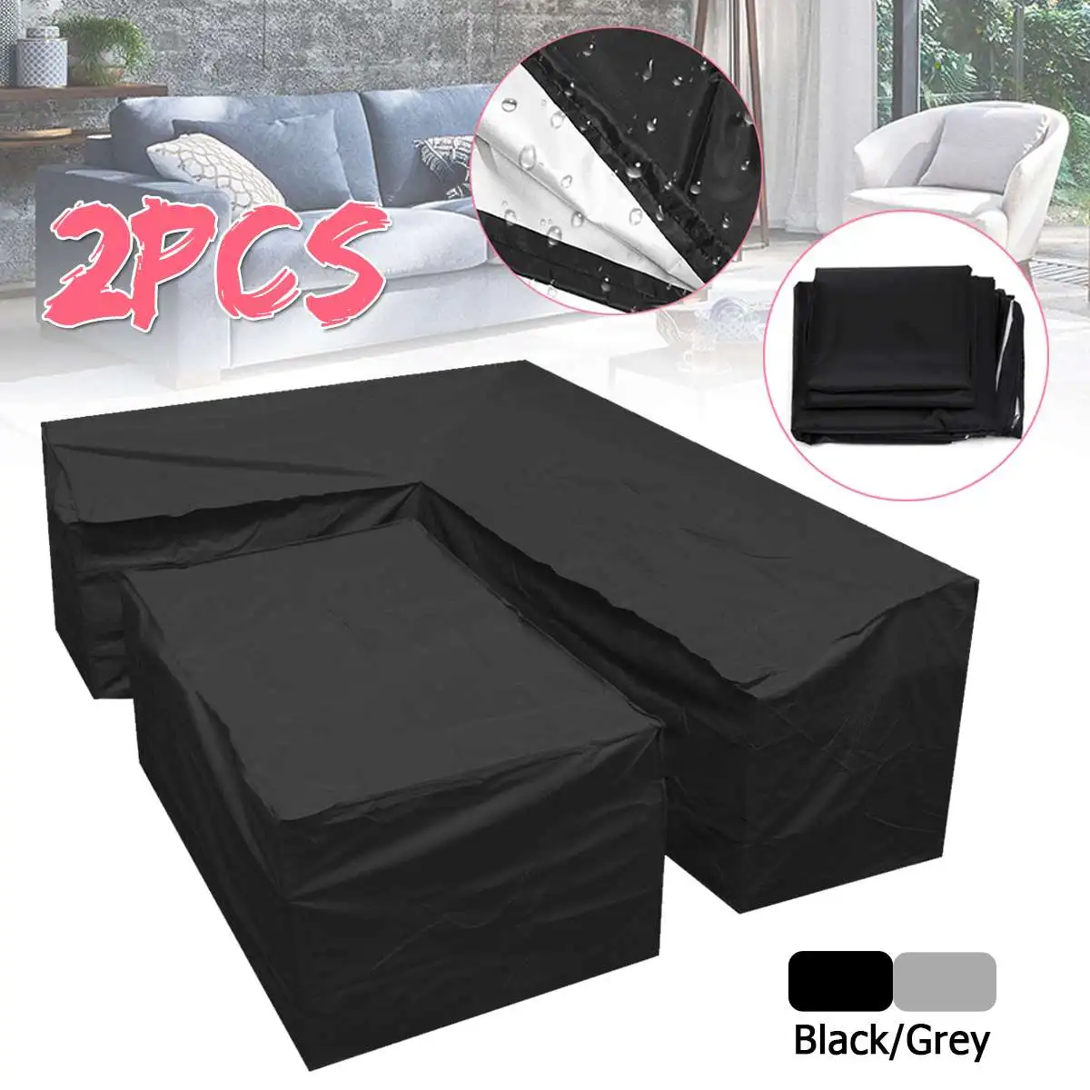 L Shape Dustproof Furniture Cover Waterproof Outdoor Sectional Cover Waterproof Outdoor Sectional
