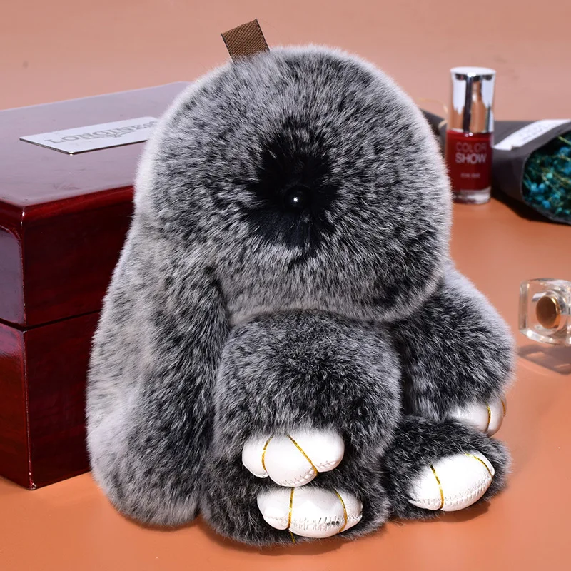 Plush Toy Plush Doll Plush Keychain Key Chain Bunny Keychain 14cm Cute Plush Bunny Keychain Women Fur Pom Pom Angel Rabbit Key Ring Hare Pompom Plush Dolls Toy Girls Bag Car Key Pendant