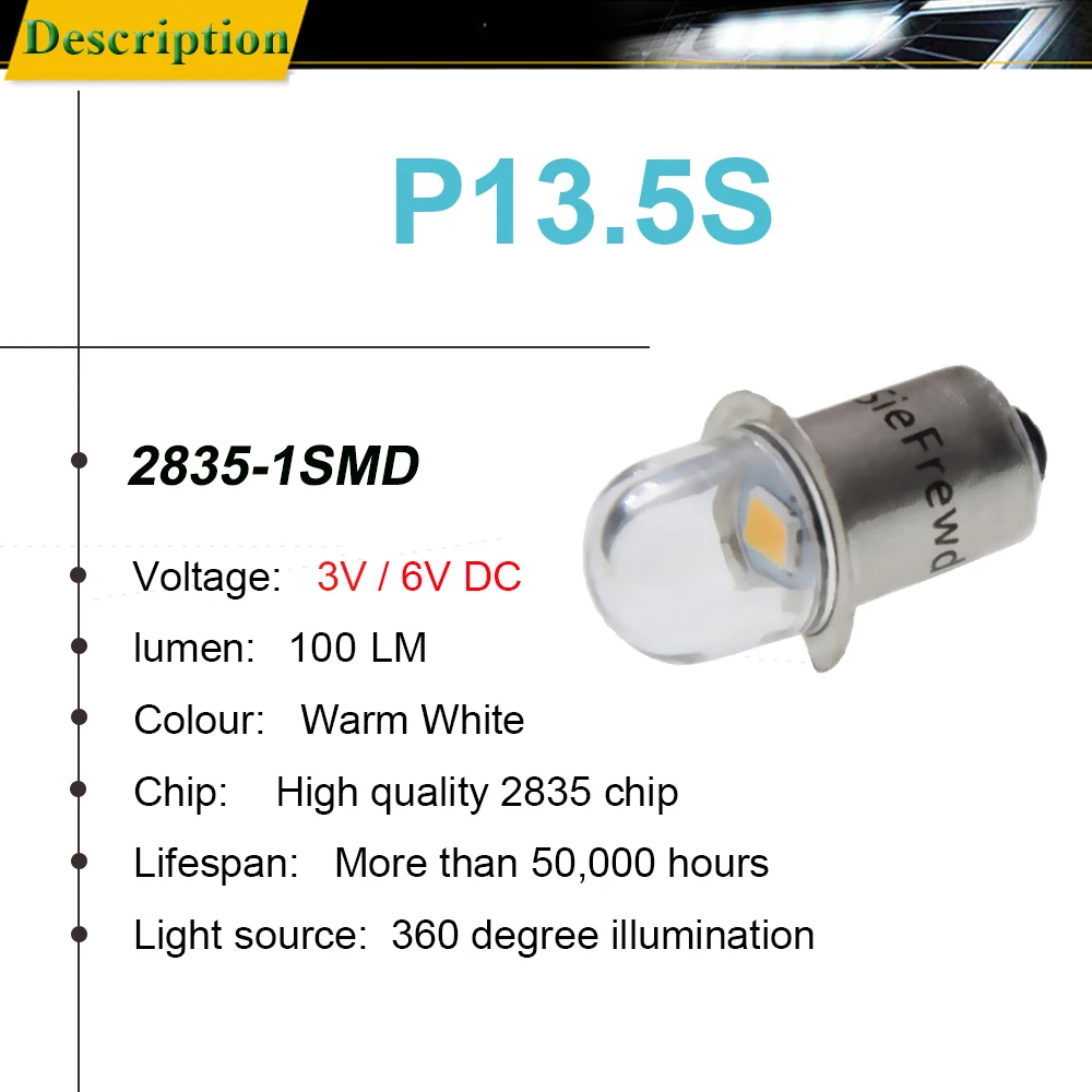 10Pcs P13.5S PR2 2835 SMD 1 LED ����Ʈ ������ ���׸��� ������ ��ġ ���� ���� ���� 3V 6V DC �� ȭ��Ʈ 4300K