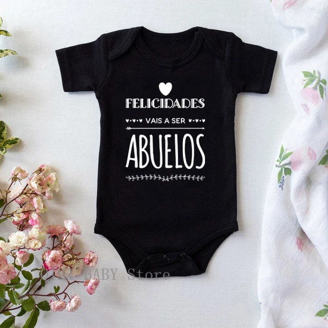 Vais a ser Abuelos Cotton Newborn Baby Bodysuits Cute Summer Baby Rompers  Body Baby Boys Girls Clothes Outfits Pregnancy Reveal