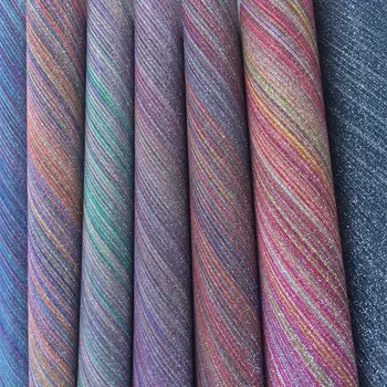 

synthetic glitter stripe printed decorative leather fabric material SR17003