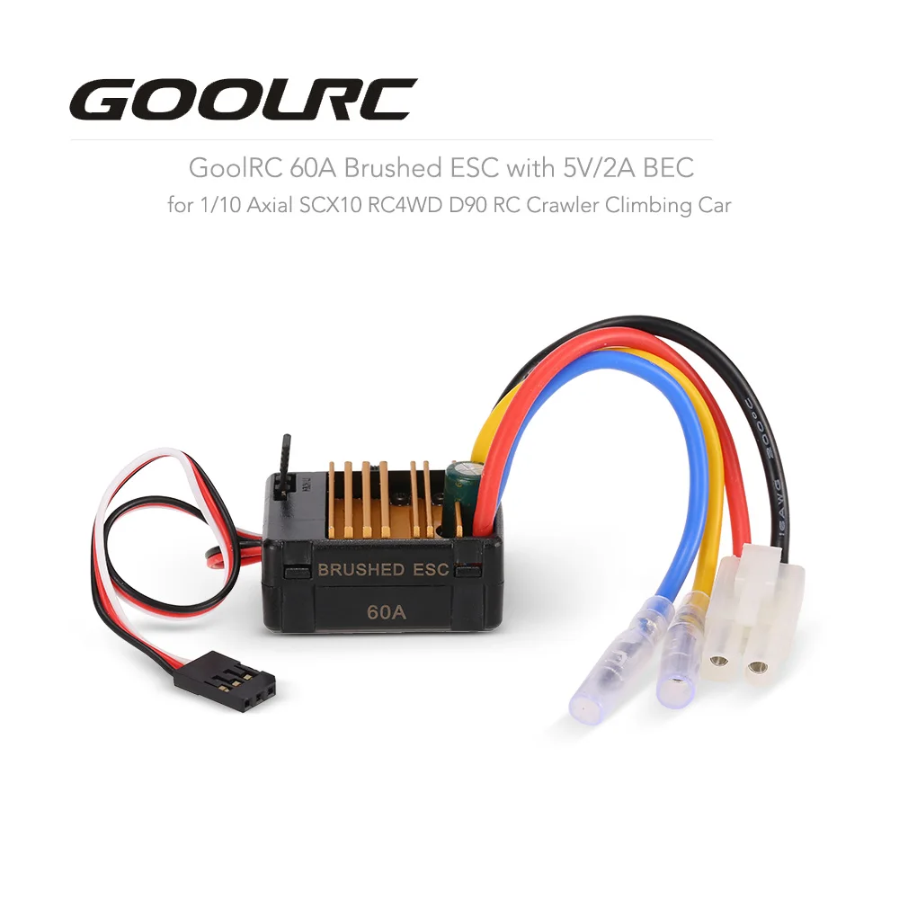 

Original GoolRC 60A Brushed ESC Electric Speed Controller with 5V/2A BEC for 1/10 Axial SCX10 RC4WD D90 RC Crawler Climbing Car