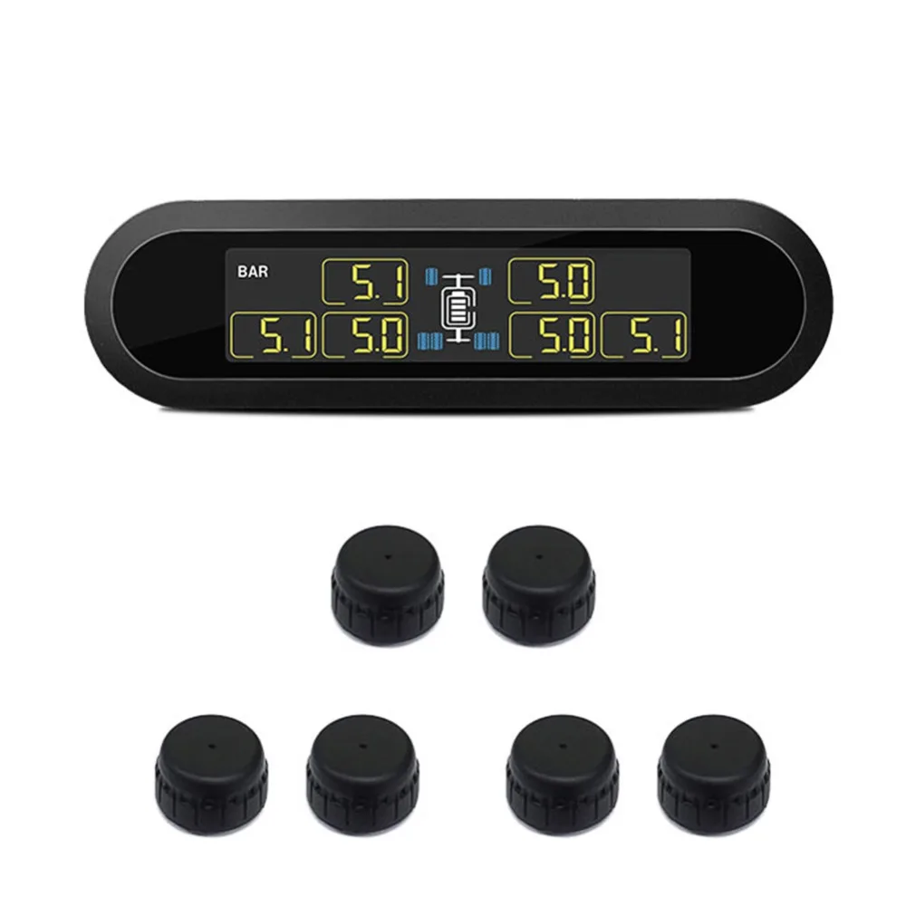 Система мониторинга давления в шинах 6 TPMS внешние датчики беспроводные колеса солнечные USB мощность TPMS для автомобиля RV транспортного средства