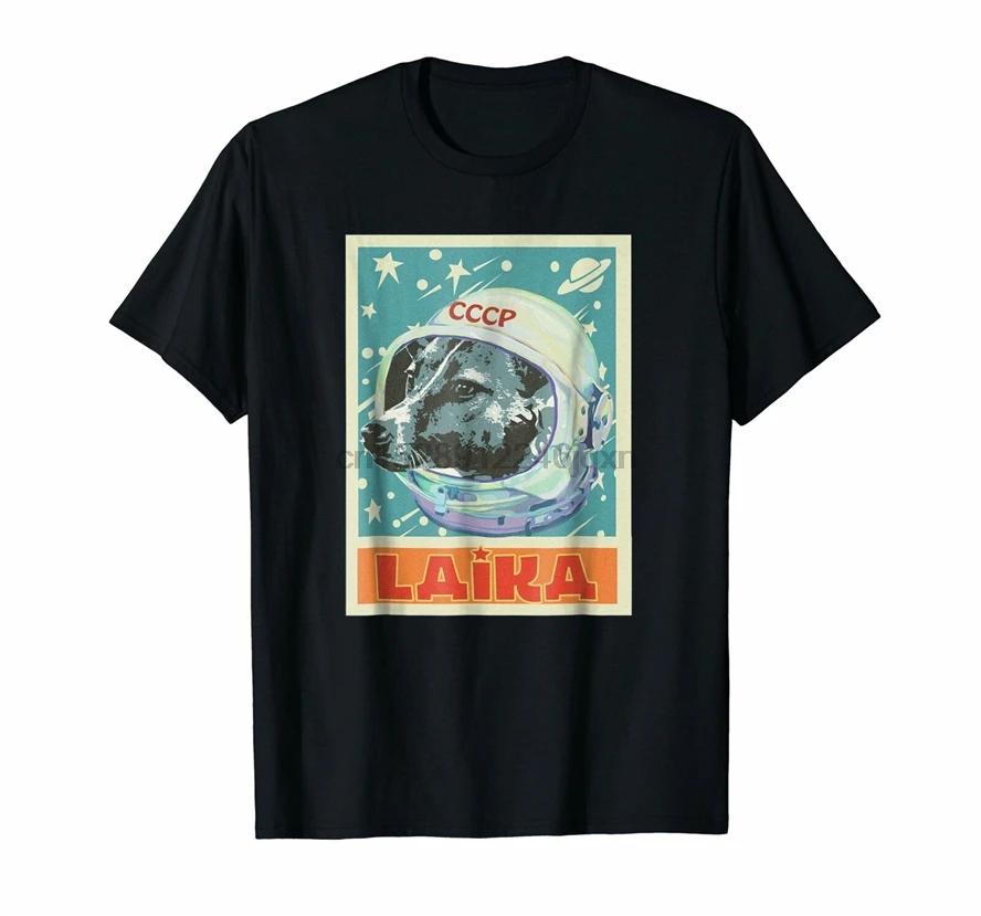 Soviet Union Ussr T Shirt Astronaut Laika Dog Propaganda For Youth Middle-Age The Elder Tee |