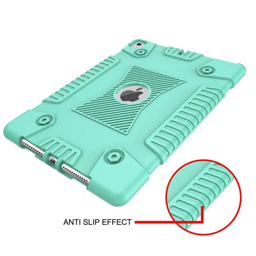 Силиконовый защитный чехол Kickstand для Apple iPad 9,7 полный защитный чехол для iPad 5 6 7 Чехол+ пленка+ ручка