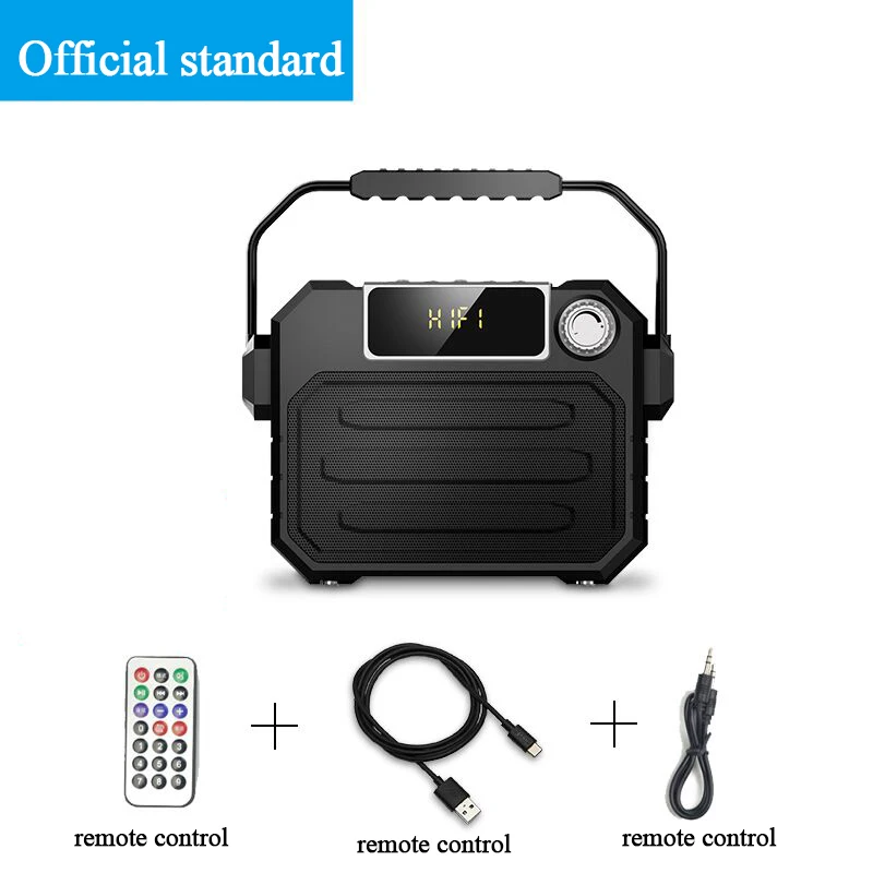 Черный Big Speaker High Power Portable Bluetooth Speaker Heavy Bass Wireless Outdoor Speakers Subwoofer Remote Control FM MIC TF USB - Цвет: Черный