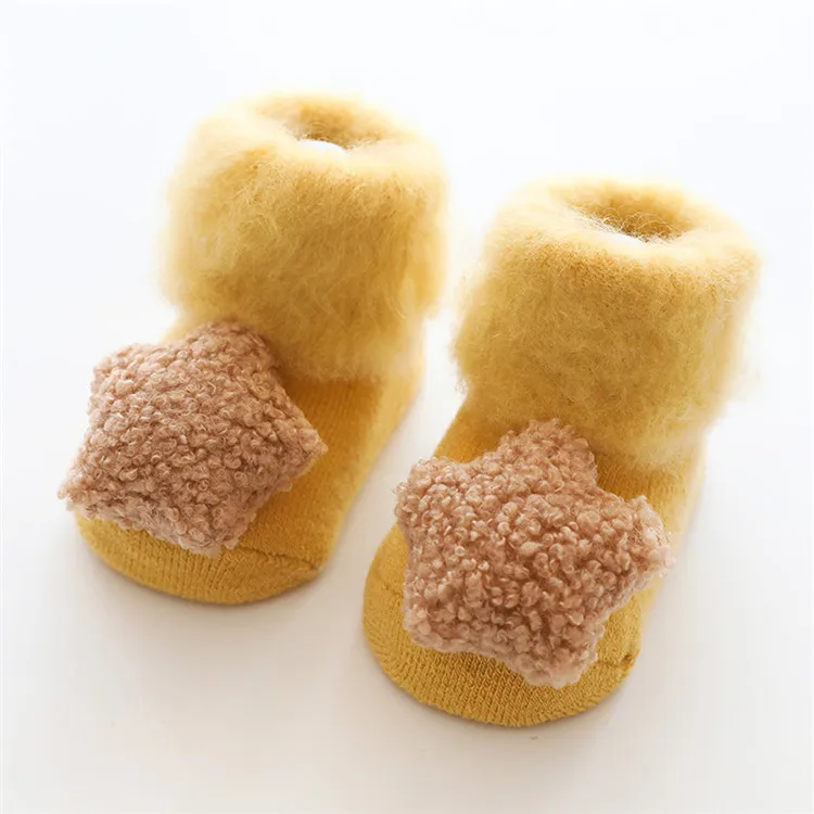 Носки для малышей; махровые носки для новорожденных девочек Нескользящие зимние теплые толстые носки для маленьких девочек и мальчиков; Новинка года