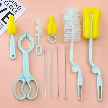 

Multipurpose Bottle Brushes Durable Cleaning Brushes Set Bottle Clip Pacifier BrushMilk Bottle Cup 360 Degree Cleaner 10pcs/set